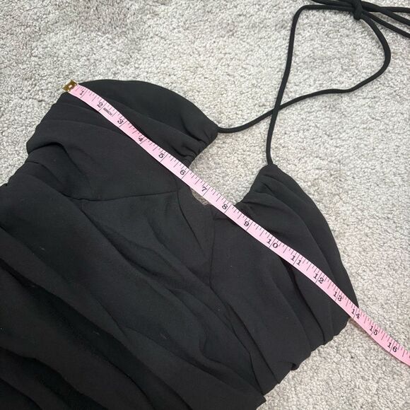 ZARA Black Halter Bodycon Ruched Dress Size S - Picture 3 of 10